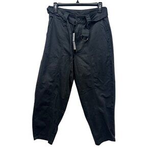 NWT Disturbia Black Pinhead Embroidered Belted Balloon leg High-Waisted Trousers